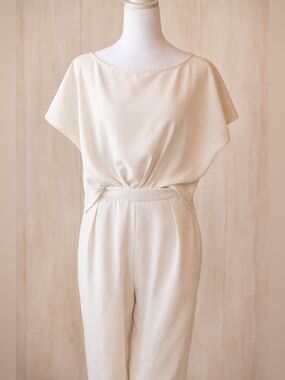 Ivory Wide Leg Jumpsuit Size Large